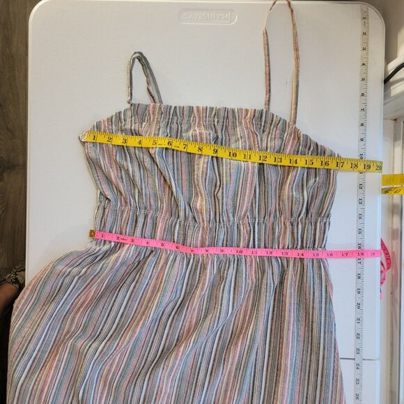 The General Good Strappy Sundress Square Neckline Colorful Multi Striped Sz L - Picture 8 of 9